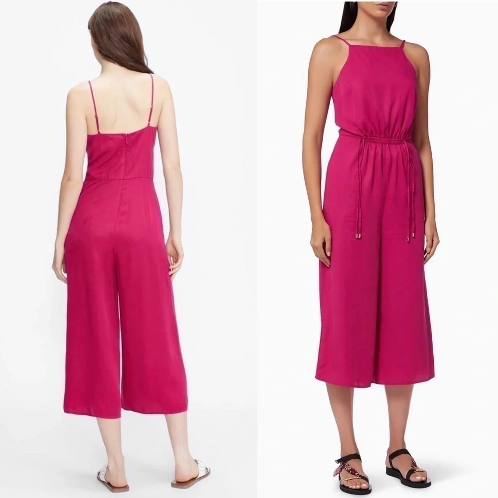 NWT‎ TED BAKER Sleeveless Square Neck Wide Leg Ankle Crop Cinch Waist Jumpsuit 4 - Picture 4 of 16